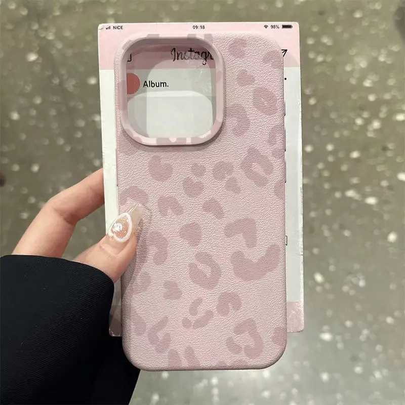 Xiaomi Redmi Note 13 - Pink Leopard Print Lichee Pattern Silicone